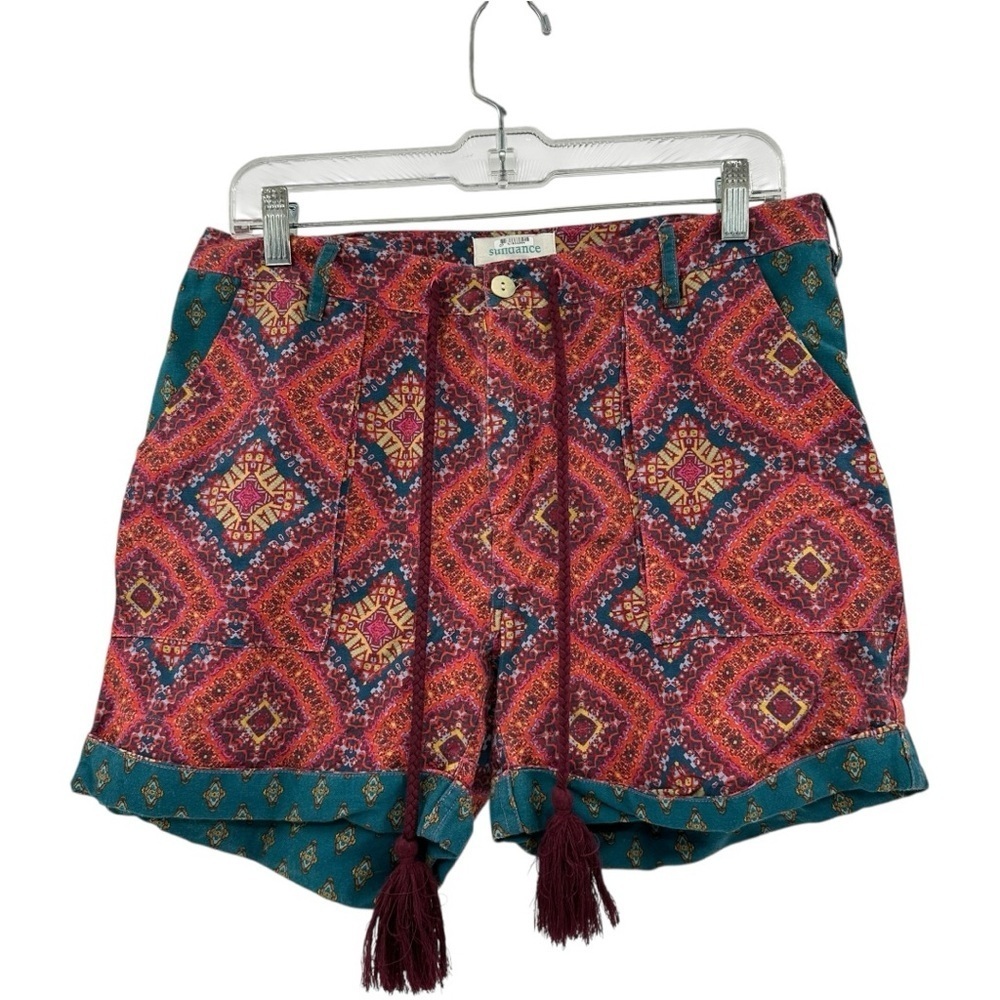 Sundance Colorful‎ Printed Boho Shorts Size Small P Linen Blend